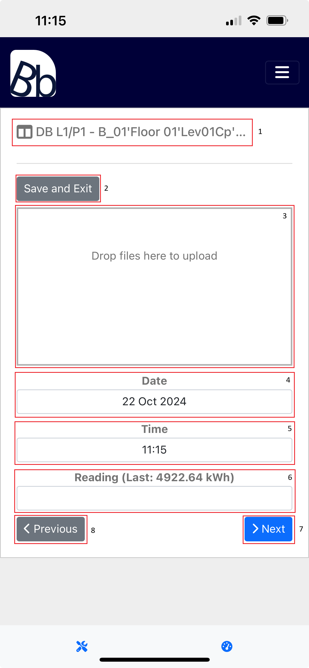 Enter reading for route point