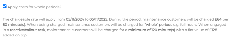 Charge rate summary before saving