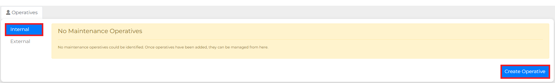 Create Maintenance Operative form