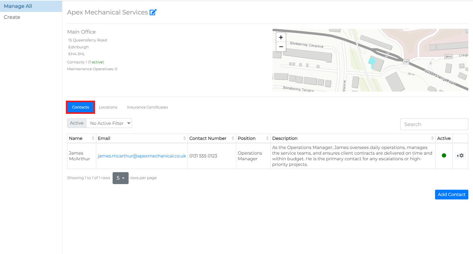 CMMS Settings Menu showing Skillsets option