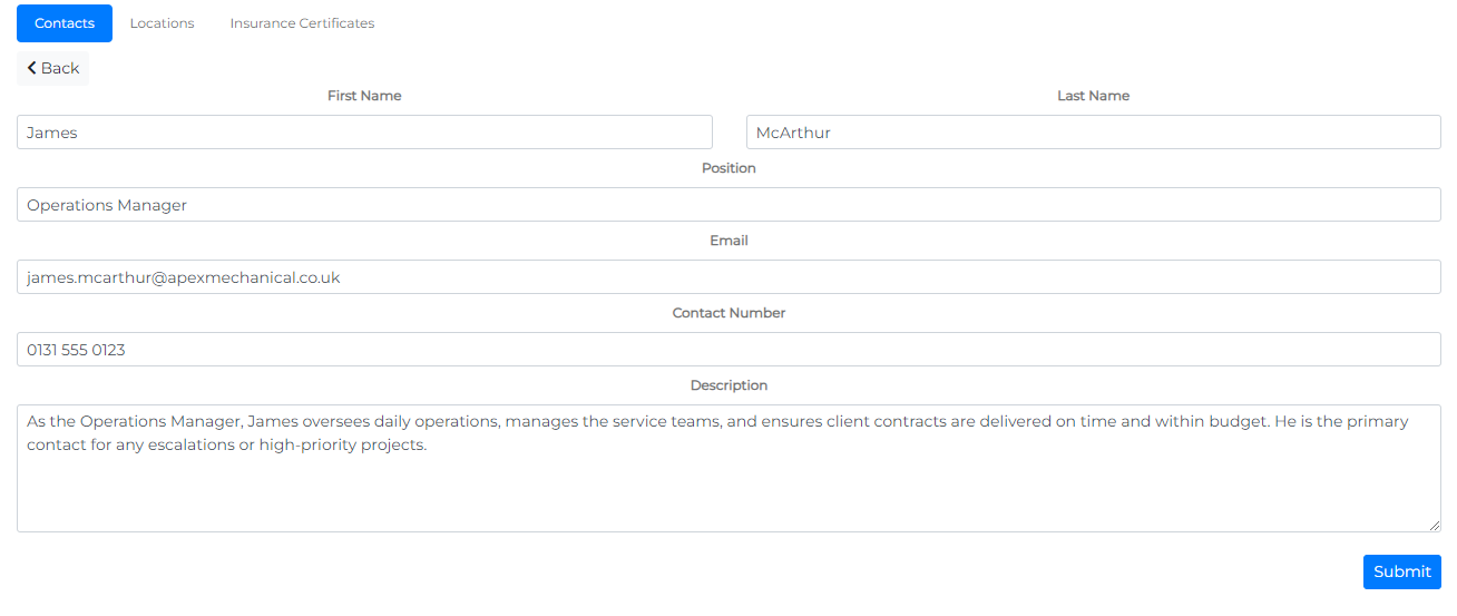 CMMS Settings Menu showing Skillsets option