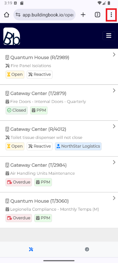 Step 2.1 - Open the Chrome menu from the top-right corner if no install prompt appears