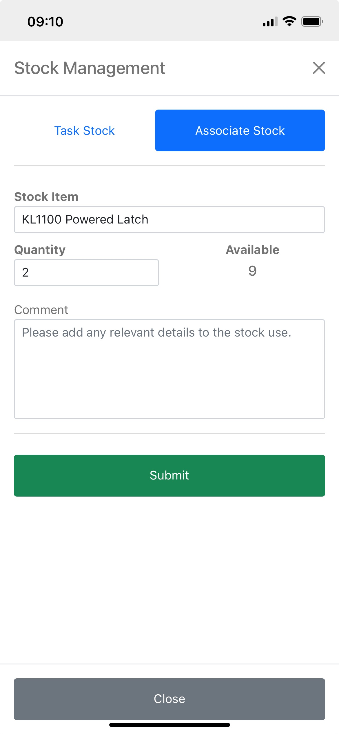 Associate Stock / Stock levels