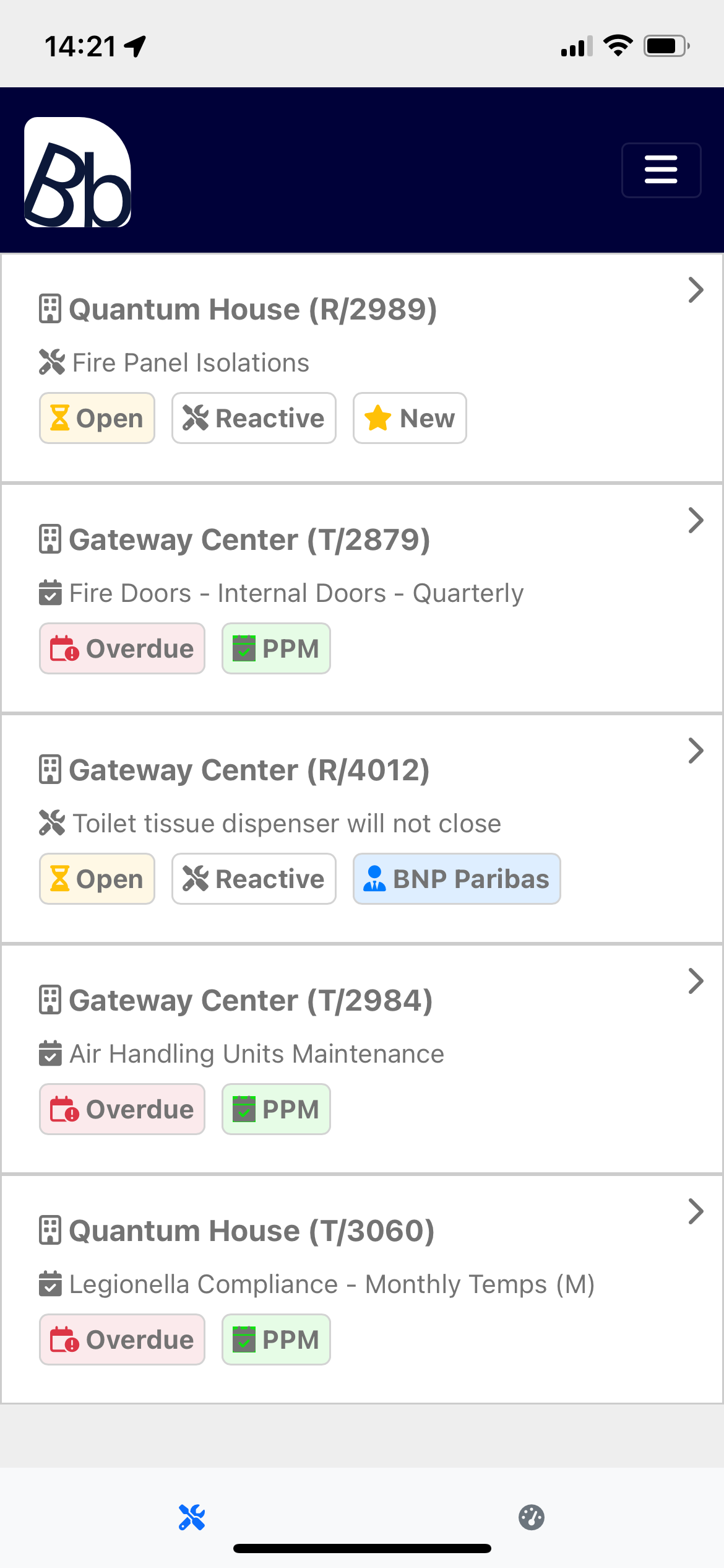 Dashboard populated with task cards showing assigned tasks